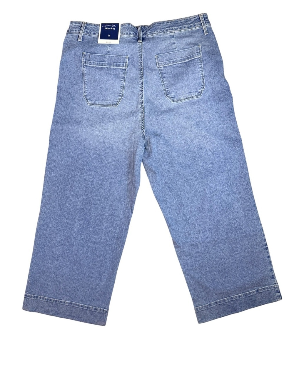NWT Charter Club Wide Leg Crop Jeans Size 14 Light Wash Cropped Denim - Picture 3 of 10